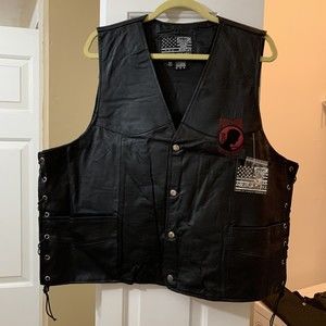 NWT Biker's Dream Apparel Black Leather POW-MIA MC Vest Men’s Sz 52